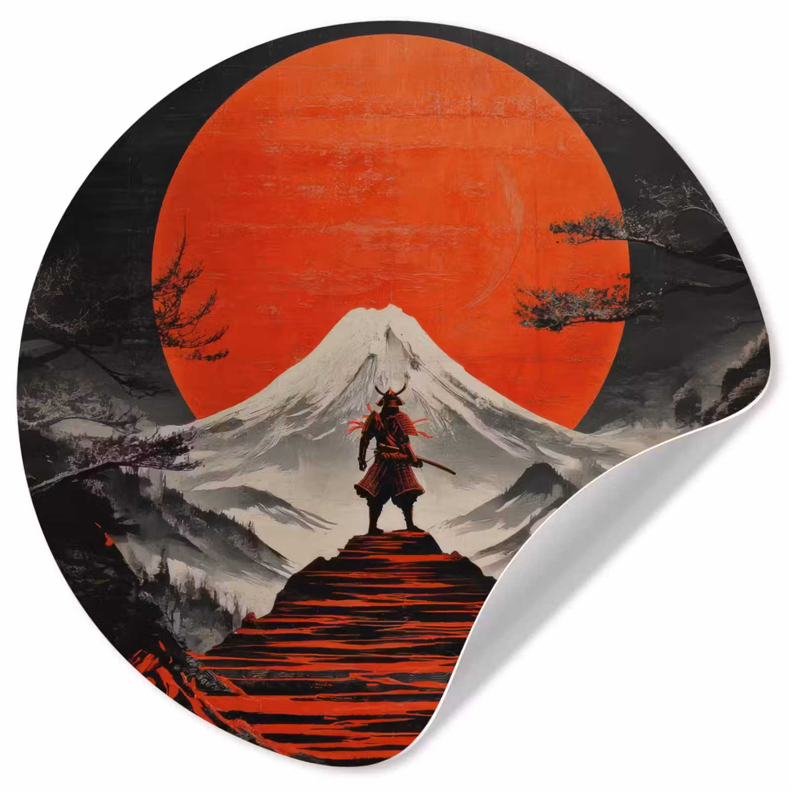 Behangcirkel - Krijger - Rode trappen - Zon - Berg — 1