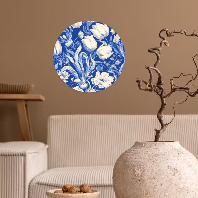 Behangcirkel - Bloemen - Delfts Blauw - Patroon - Tulp — 2