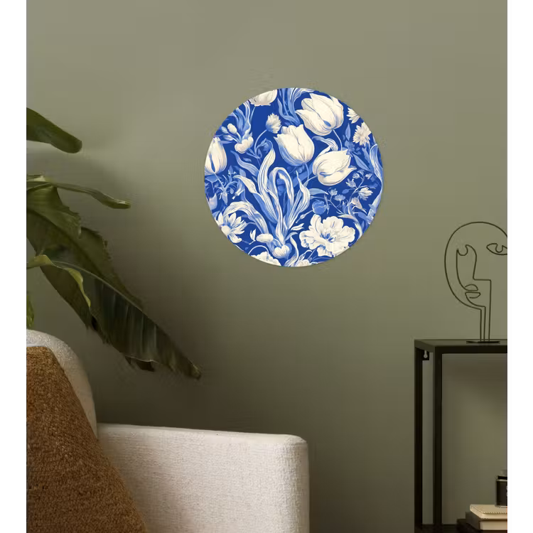 Behangcirkel - Bloemen - Delfts Blauw - Patroon - Tulp — 3