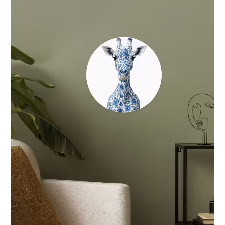 Behangcirkel - Giraffe - Delfts blauw - Dieren - Minimalistisch — 3