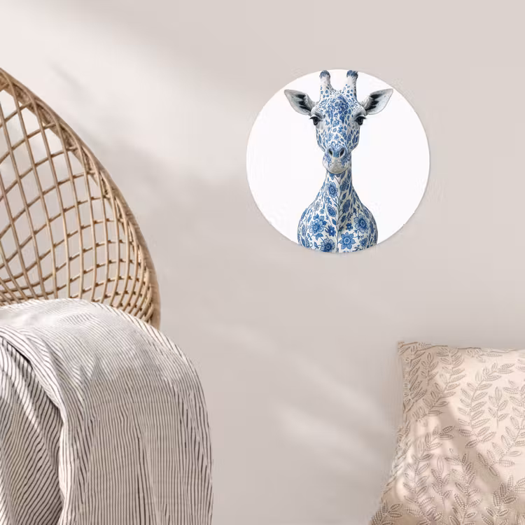 Behangcirkel - Giraffe - Delfts blauw - Dieren - Minimalistisch — 5