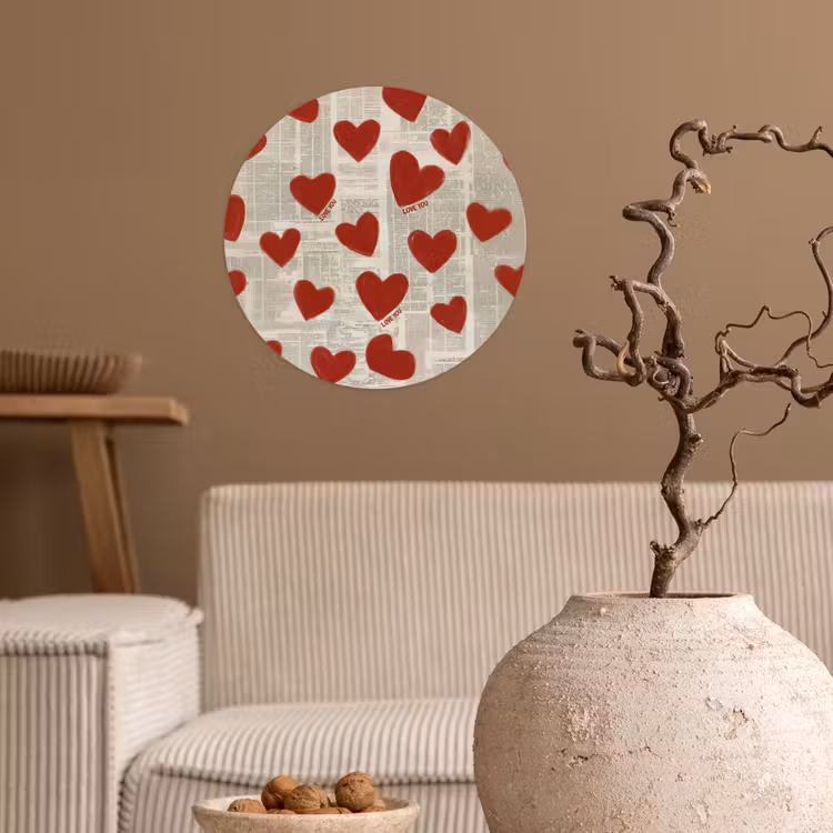 Behangcirkel - Hartjes - Krant - Loveyou — 2