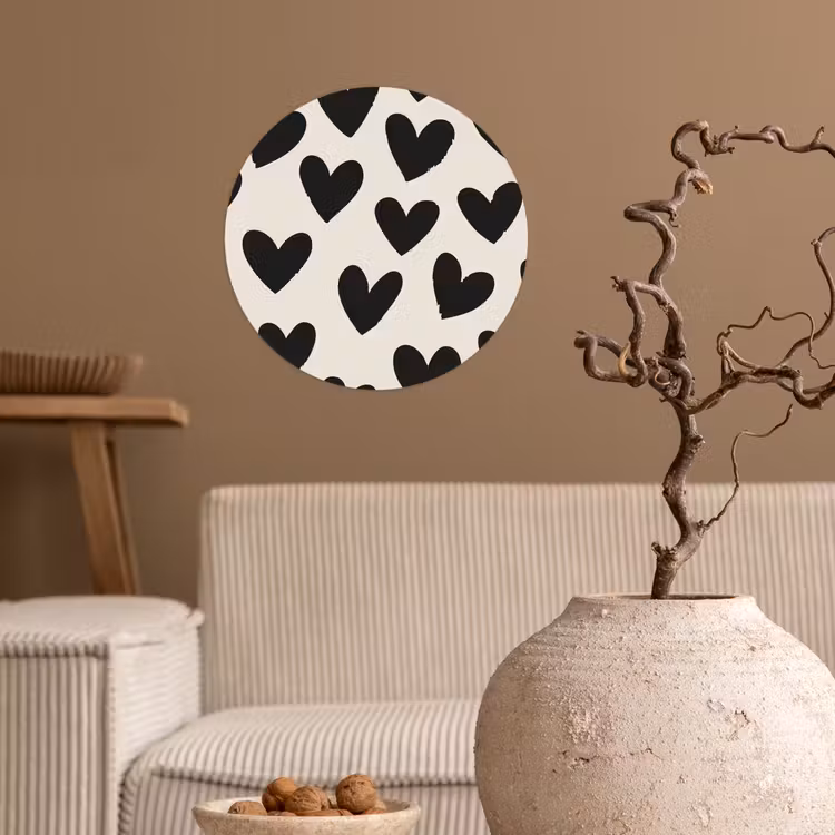 Behangcirkel - Hartjes - Zwart - Beige — 2
