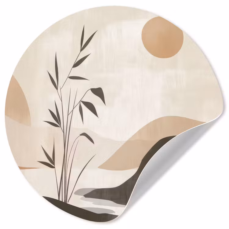 Behangcirkel - Japandi - Landschap - Beige — 1