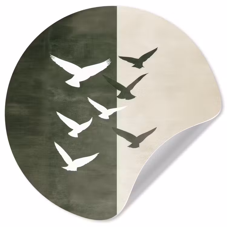 Behangcirkel - Japandi - Vogel - Groen — 1