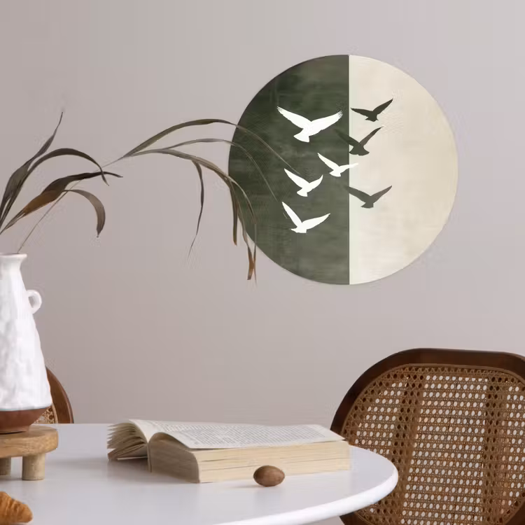 Behangcirkel - Japandi - Vogel - Groen — 4