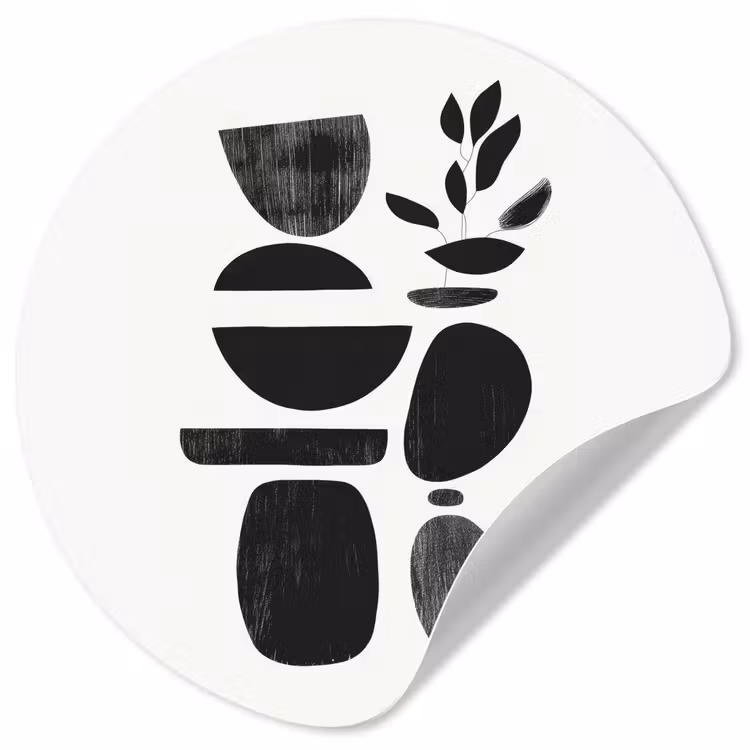 Behangcirkel - Japandi - Zwart - Abstract — 1