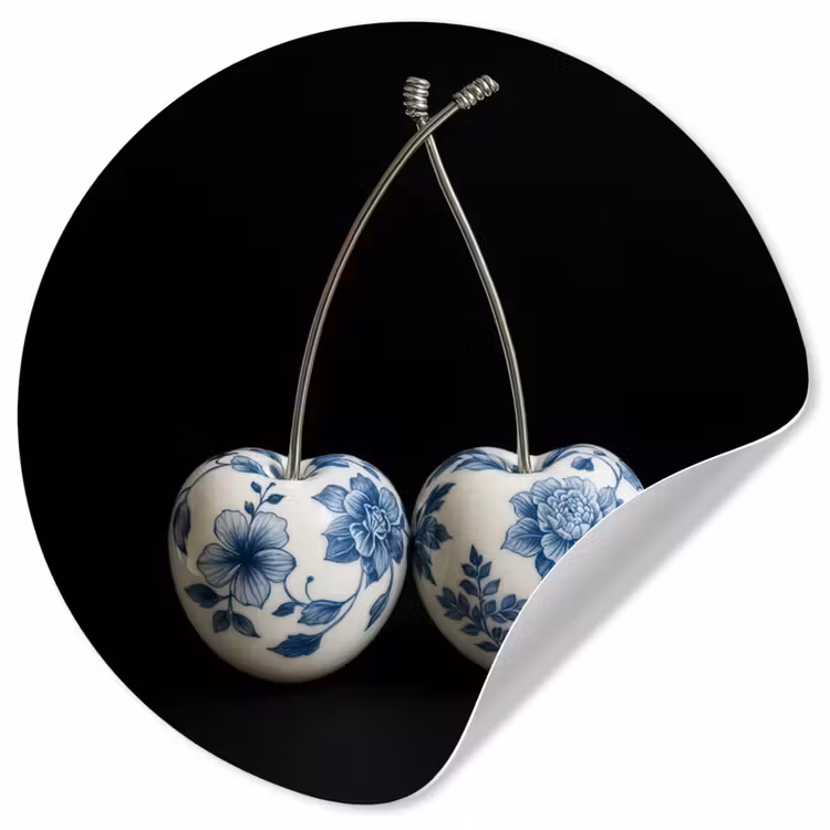 Behangcirkel - Kersen - Delfts blauw - Fruit — 1