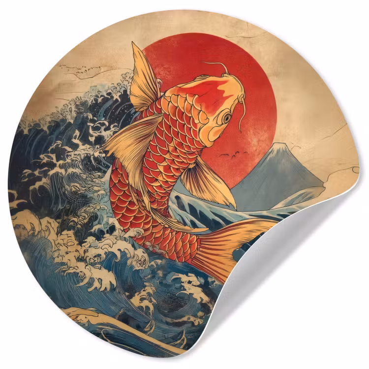 Behangcirkel - Koi - Zee - Golven - Zon — 1