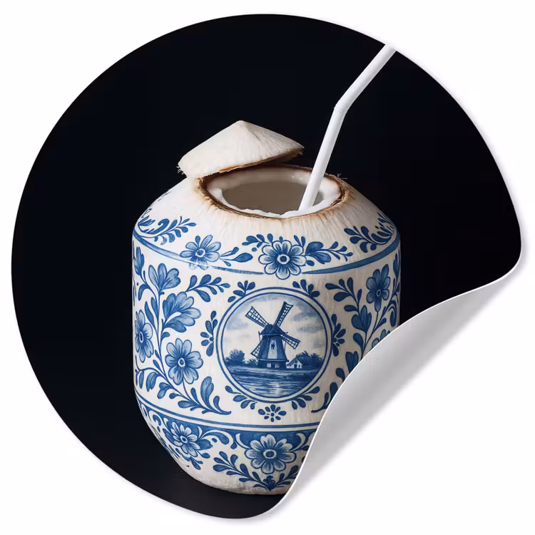 Behangcirkel - Kokosnoot - Eten - Delfts blauw - Drinken — 1
