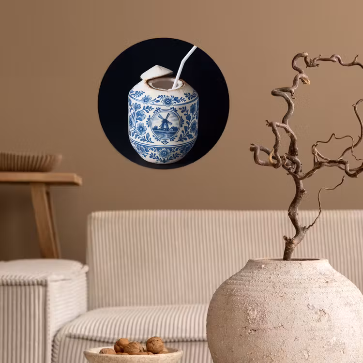 Behangcirkel - Kokosnoot - Eten - Delfts blauw - Drinken — 2