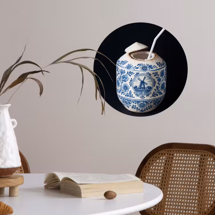 Behangcirkel - Kokosnoot - Eten - Delfts blauw - Drinken — 4