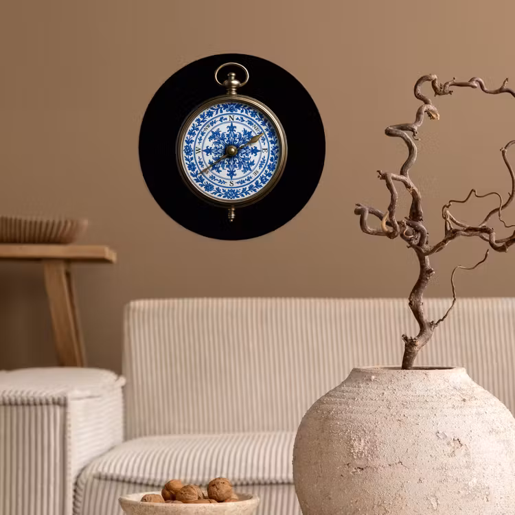 Behangcirkel - Kompas - Delfts blauw - Zwart — 2