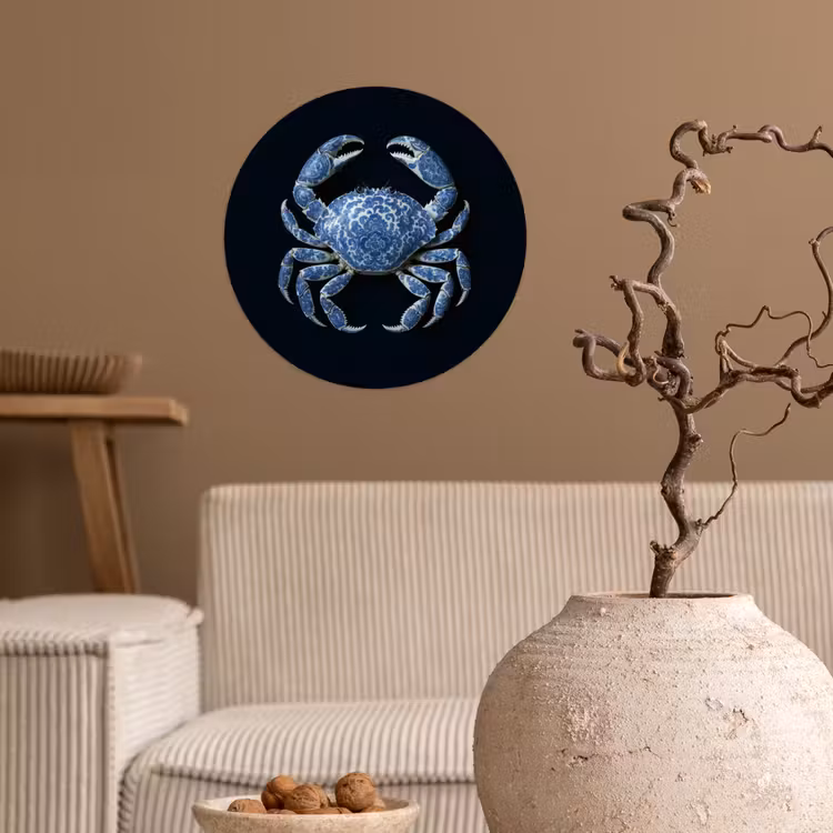 Behangcirkel - Krab - Delfts blauw - Dieren — 2