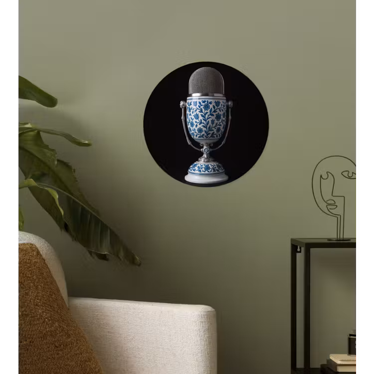 Behangcirkel - Microfoon - Delfts blauw - Muziek — 3