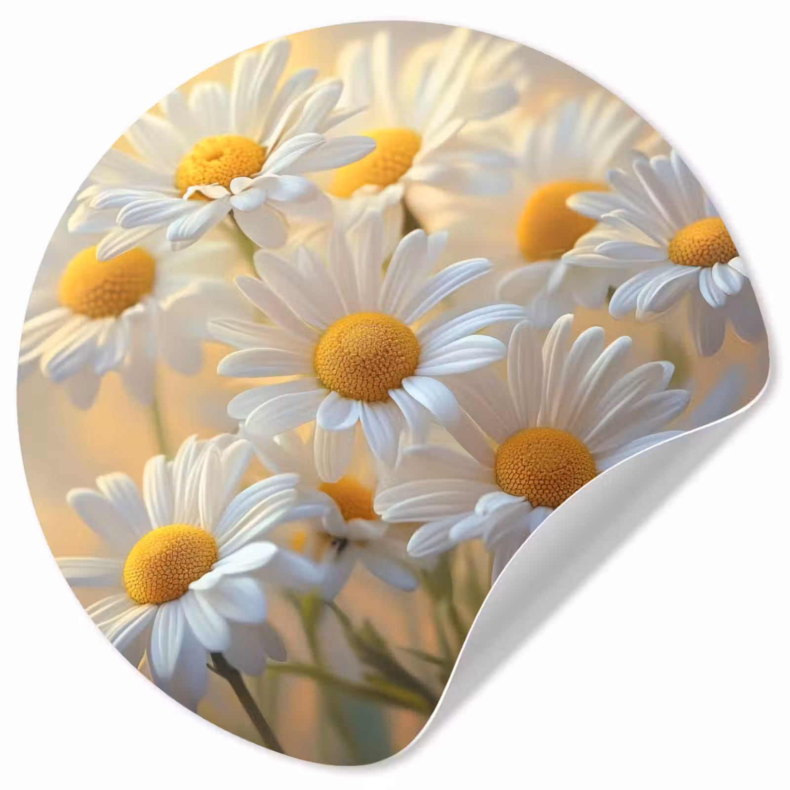 Behangcirkel - Madeliefjes - Wit - Zonlicht — 1