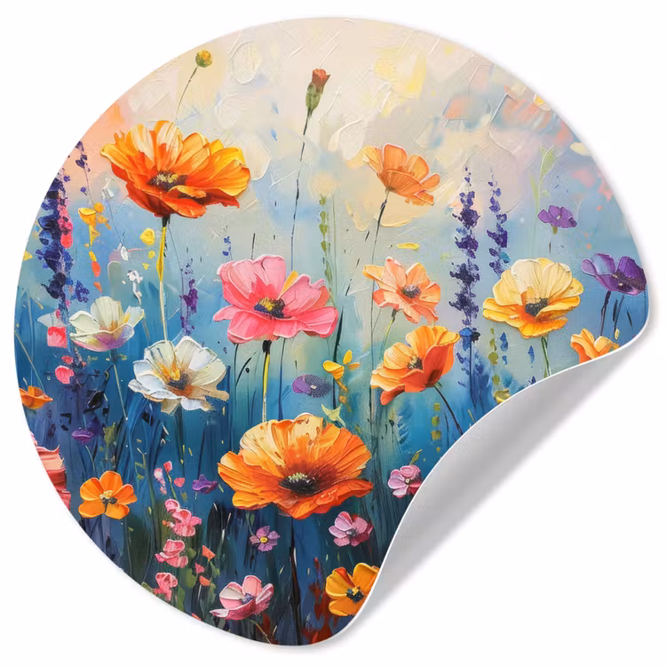 Behangcirkel - Bloemen - Natuur - Waterverf - Kunst — 1