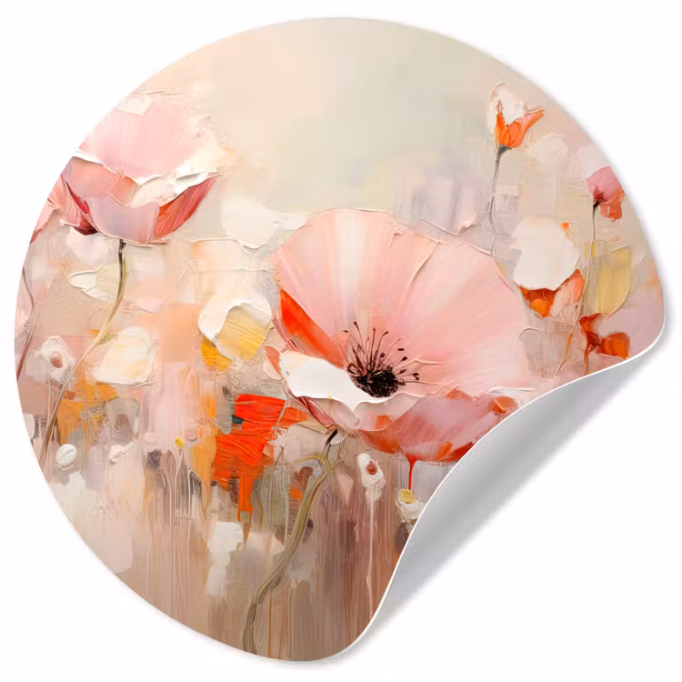 Behangcirkel - Bloemen - Watercolor - Roze - Abstract - Kunst — 1