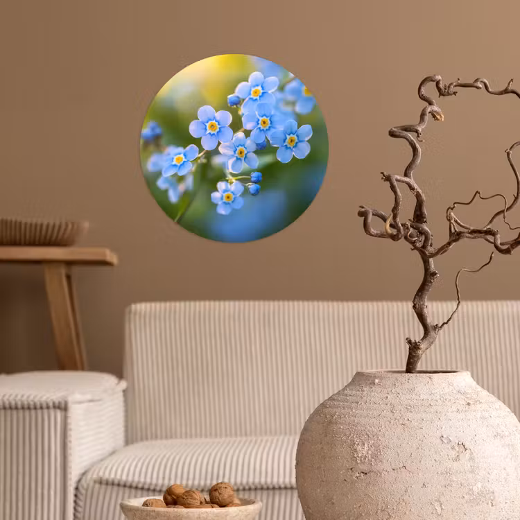 Behangcirkel - Bloemetjes - Blauw - Vergeet mij nietjes — 2