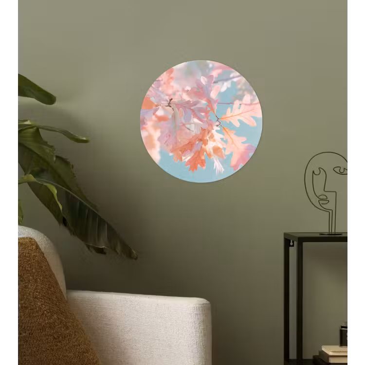 Behangcirkel - Eikenbladeren - Takken - Roze — 3