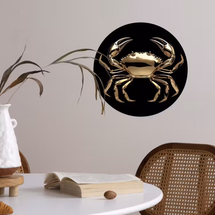 Behangcirkel - Goud - Krab - Dieren - Zwart — 4