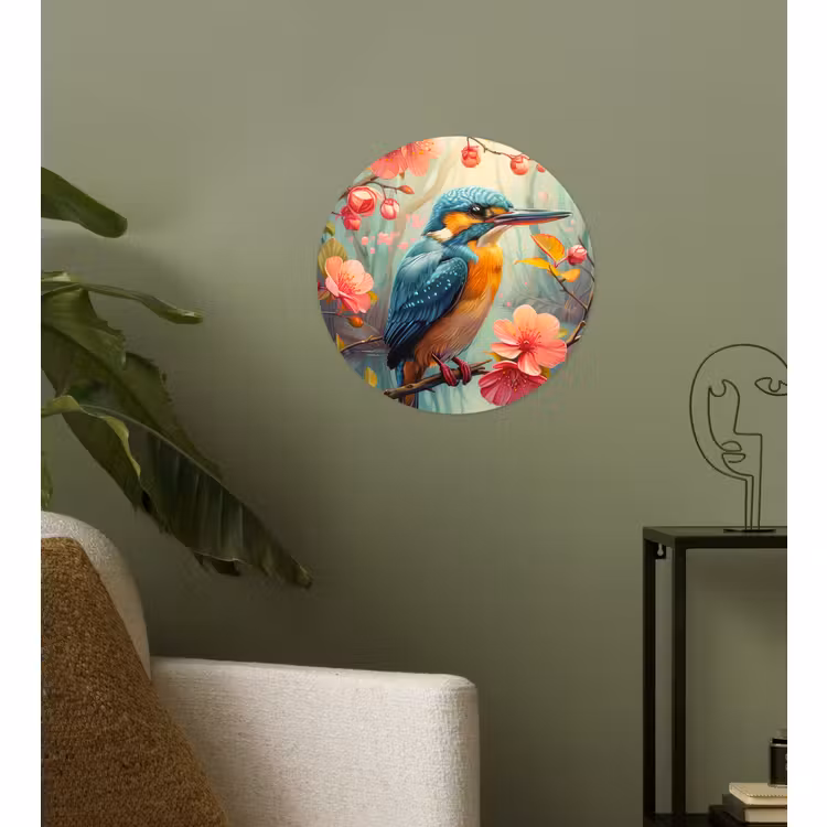 Behangcirkel - IJsvogel - Bloesem - Natuur - Vogels - Bloemen — 3