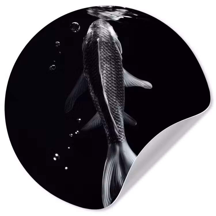 Behangcirkel - Koi - Vissen - Water - Zwart — 1