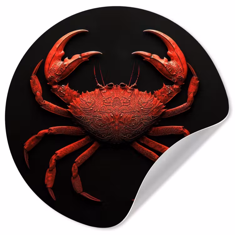 Behangcirkel - Krab - Rood - Vissen - Schaaldieren — 1