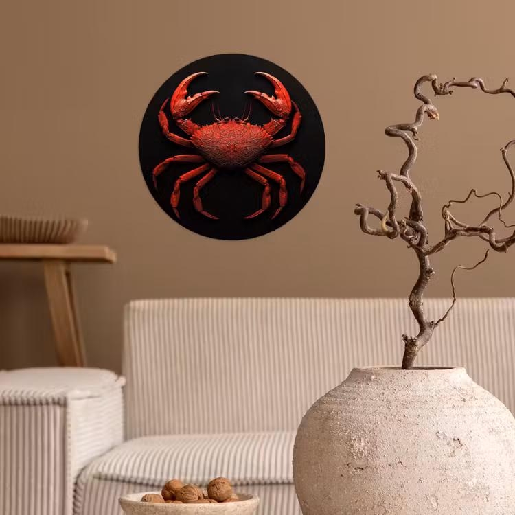 Behangcirkel - Krab - Rood - Vissen - Schaaldieren — 2