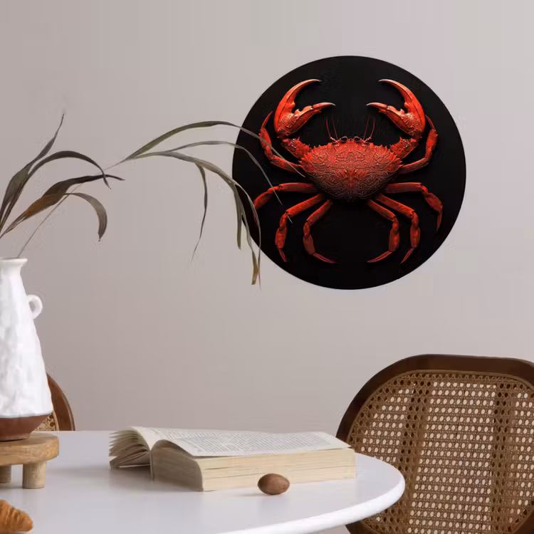 Behangcirkel - Krab - Rood - Vissen - Schaaldieren — 4