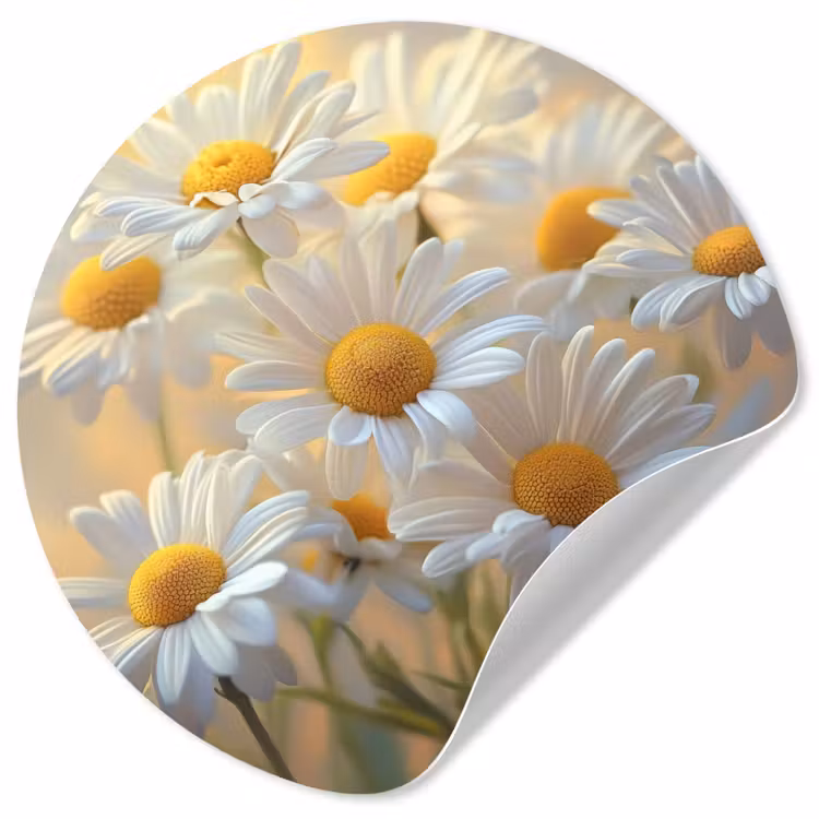 Behangcirkel - Madeliefjes - Wit - Zonlicht — 1