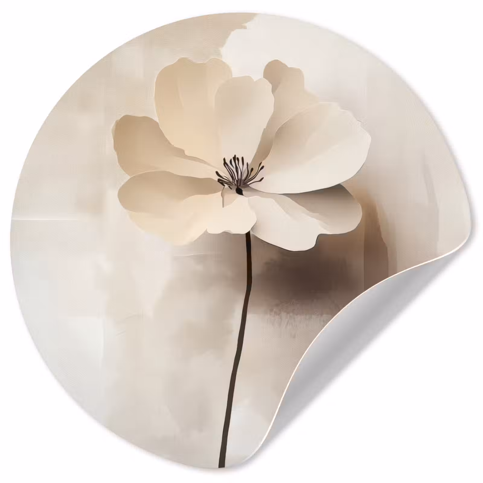 Behangcirkel - Bloem - Beige - Verf - Schaduw — 1