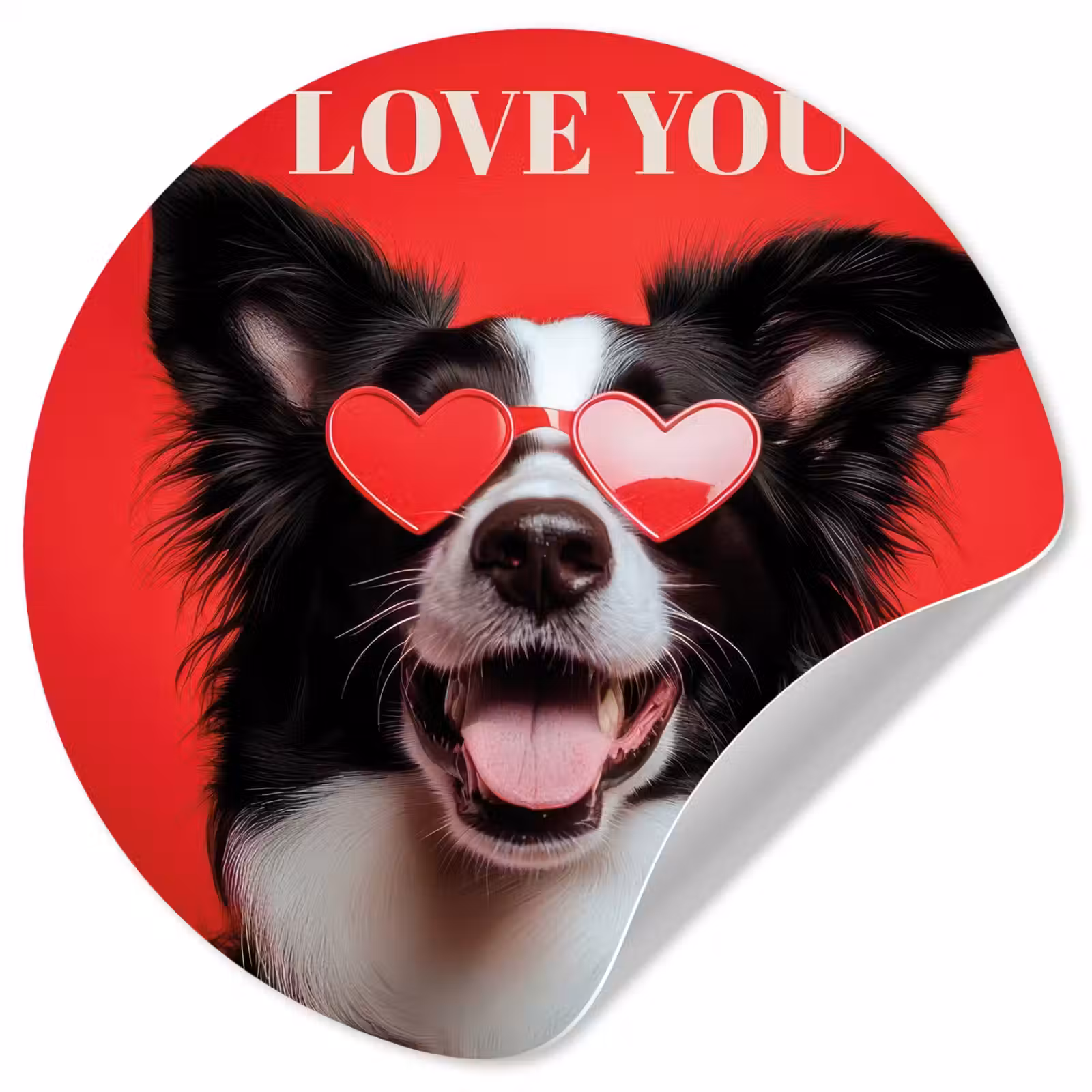Behangcirkel - Hond - Hartjesbril - Loveyou - Rood — 1