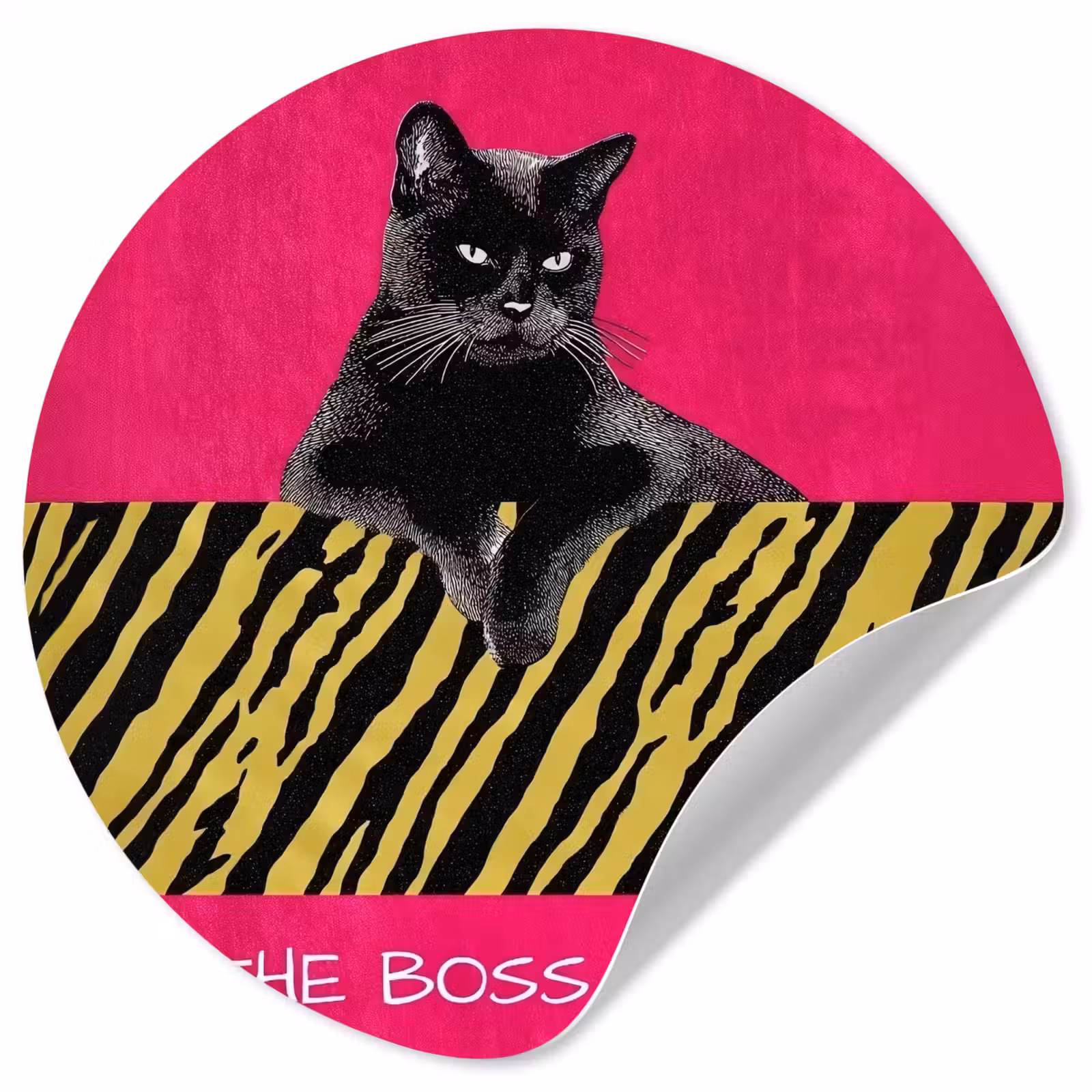 Behangcirkel - Kat - Baas - Roze - Tijgerprint — 1