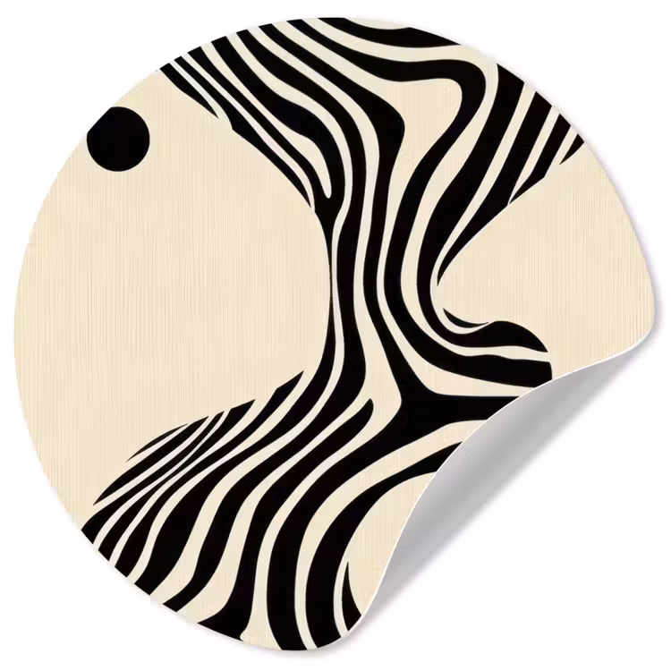 Behangcirkel - Beige - Lijnen - Golvend -  Abstract — 1