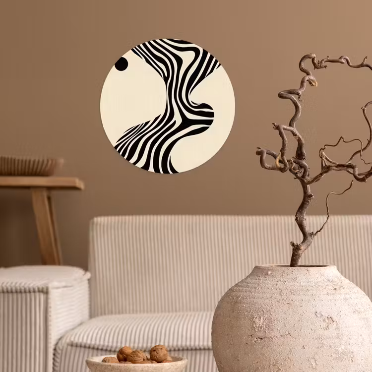 Behangcirkel - Beige - Lijnen - Golvend -  Abstract — 2