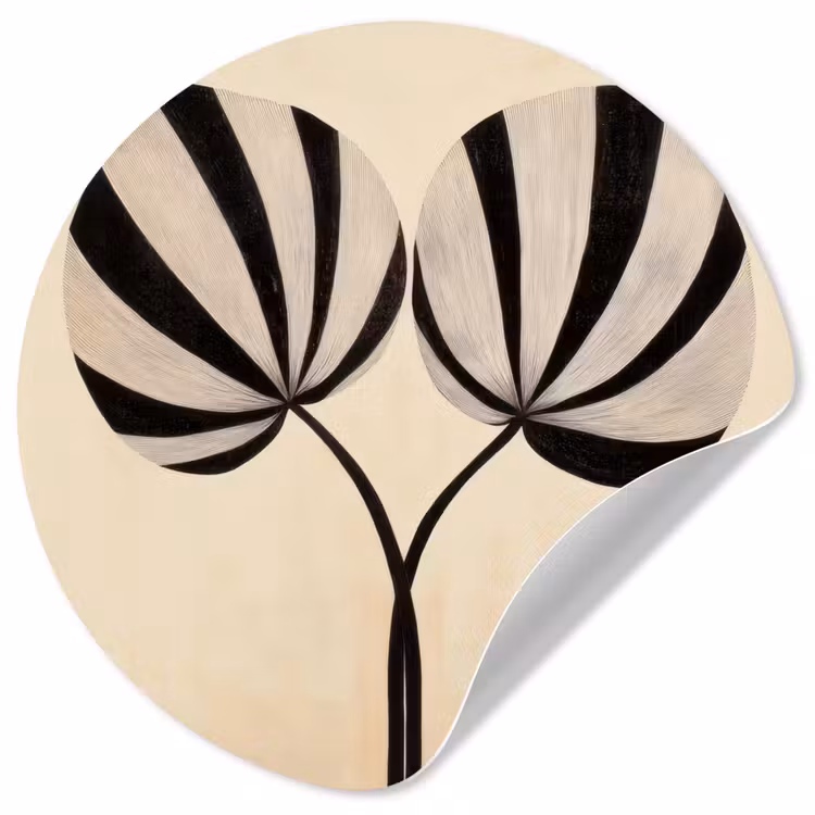 Behangcirkel - Bladeren - Gestreept - Stengel - Beige — 1