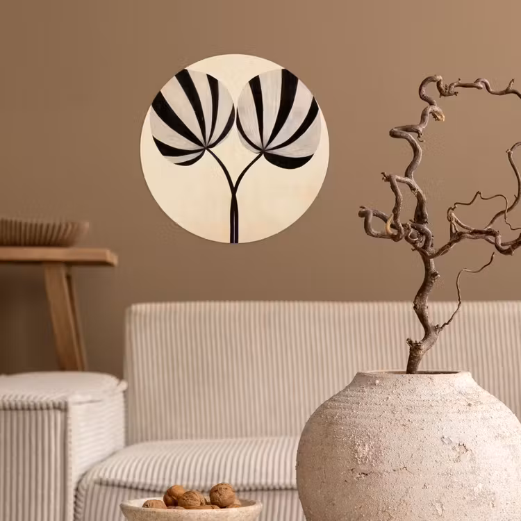 Behangcirkel - Bladeren - Gestreept - Stengel - Beige — 2