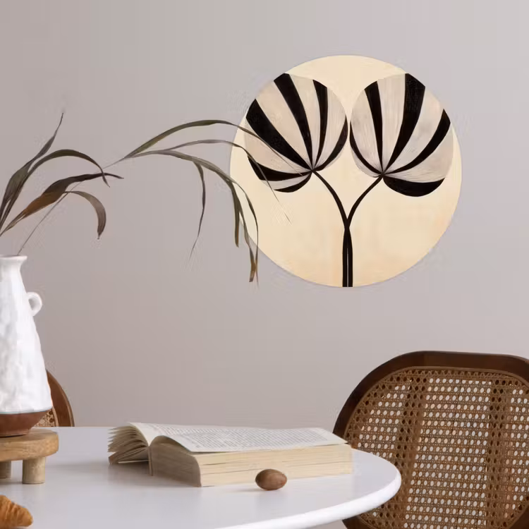 Behangcirkel - Bladeren - Gestreept - Stengel - Beige — 4
