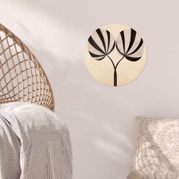 Behangcirkel - Bladeren - Gestreept - Stengel - Beige — 5
