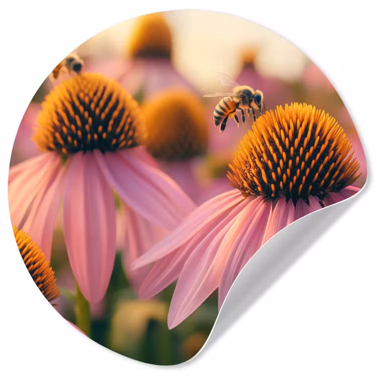 Behangcirkel - Bloemen - Paars - Bijen — 1