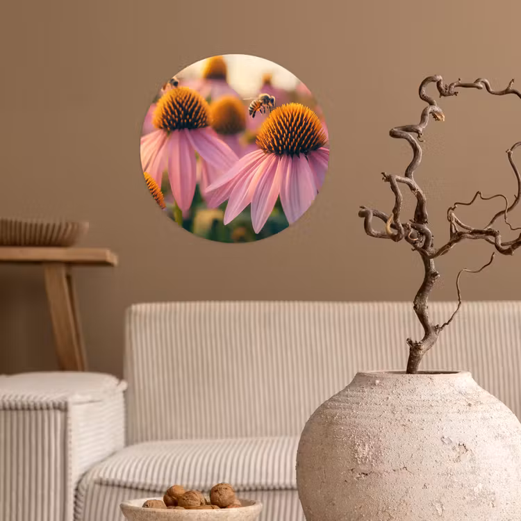 Behangcirkel - Bloemen - Paars - Bijen — 2