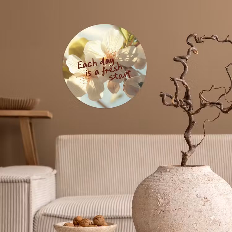 Behangcirkel - Bloesems - Zonlicht - Quote - Wit — 2
