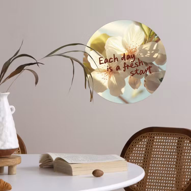 Behangcirkel - Bloesems - Zonlicht - Quote - Wit — 4