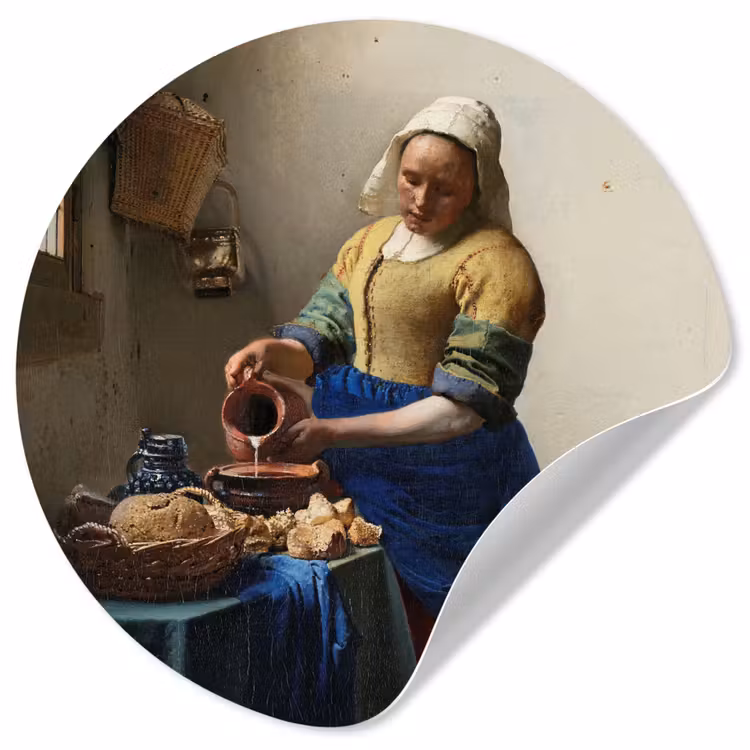 Behangcirkel - Het melkmeisje - Schilderij van Johannes Vermeer — 1