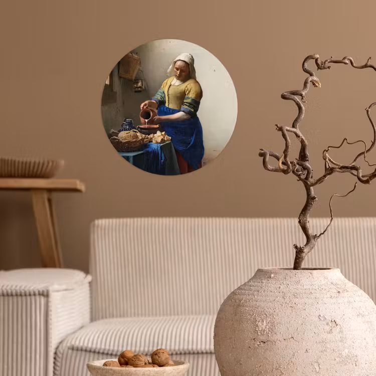 Behangcirkel - Het melkmeisje - Schilderij van Johannes Vermeer — 2