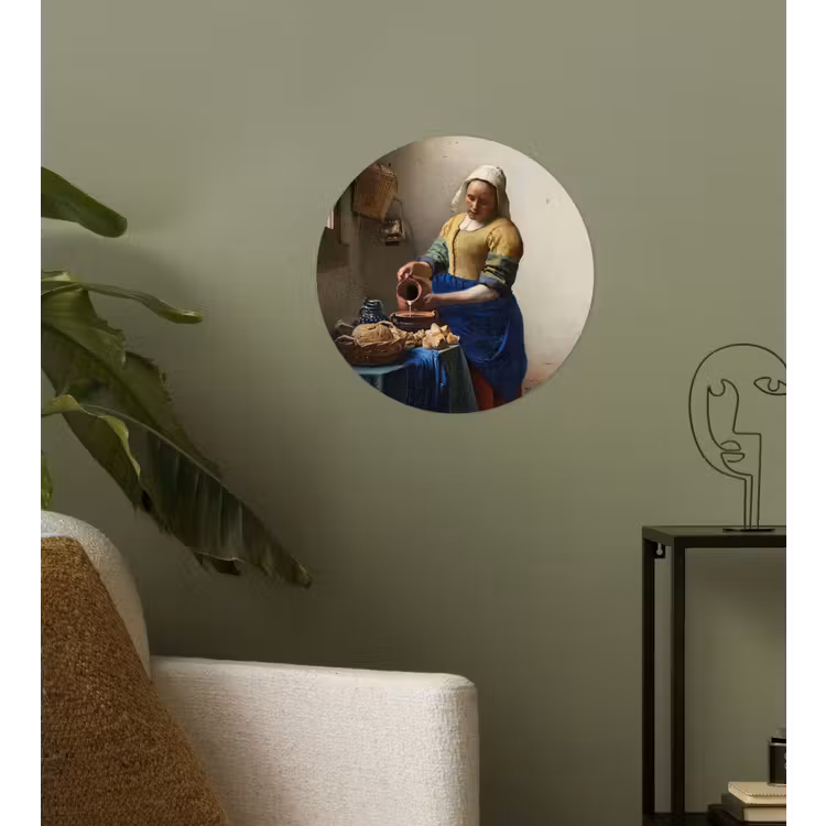 Behangcirkel - Het melkmeisje - Schilderij van Johannes Vermeer — 3