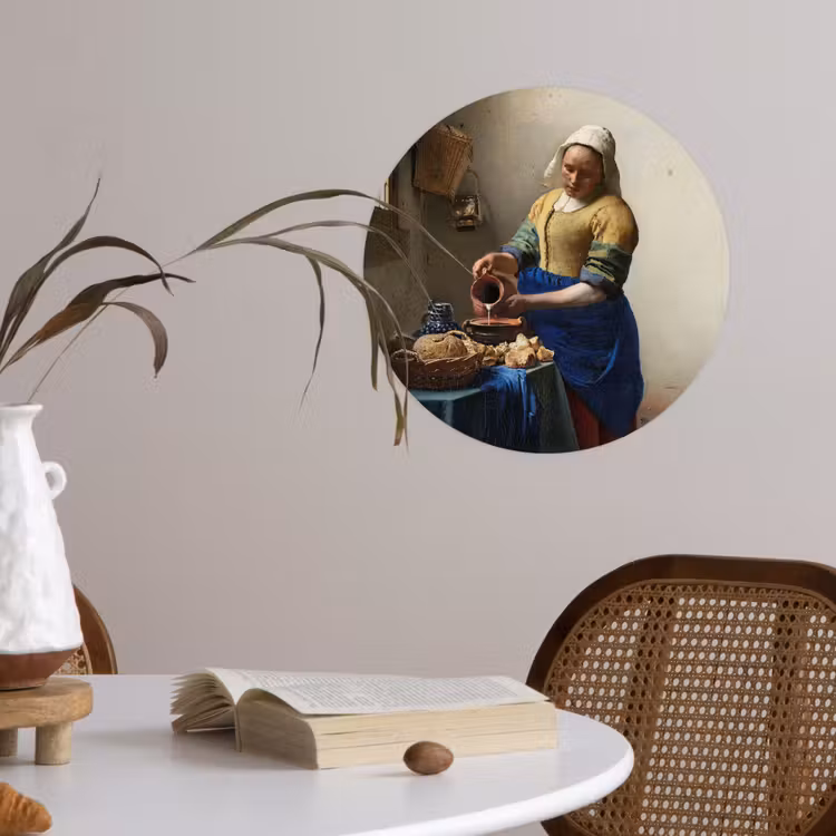 Behangcirkel - Het melkmeisje - Schilderij van Johannes Vermeer — 4