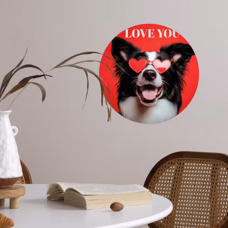 Behangcirkel - Hond - Hartjesbril - Loveyou - Rood — 4