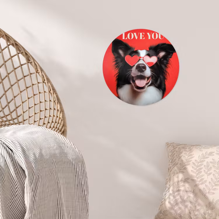 Behangcirkel - Hond - Hartjesbril - Loveyou - Rood — 5